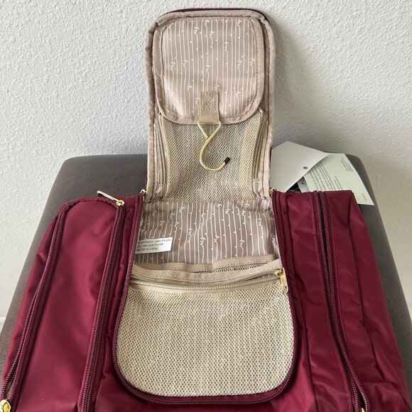 #Samantha Brown Hanging Toiletry Bag BURGUNDY Red NWT - Picture 4 of 4